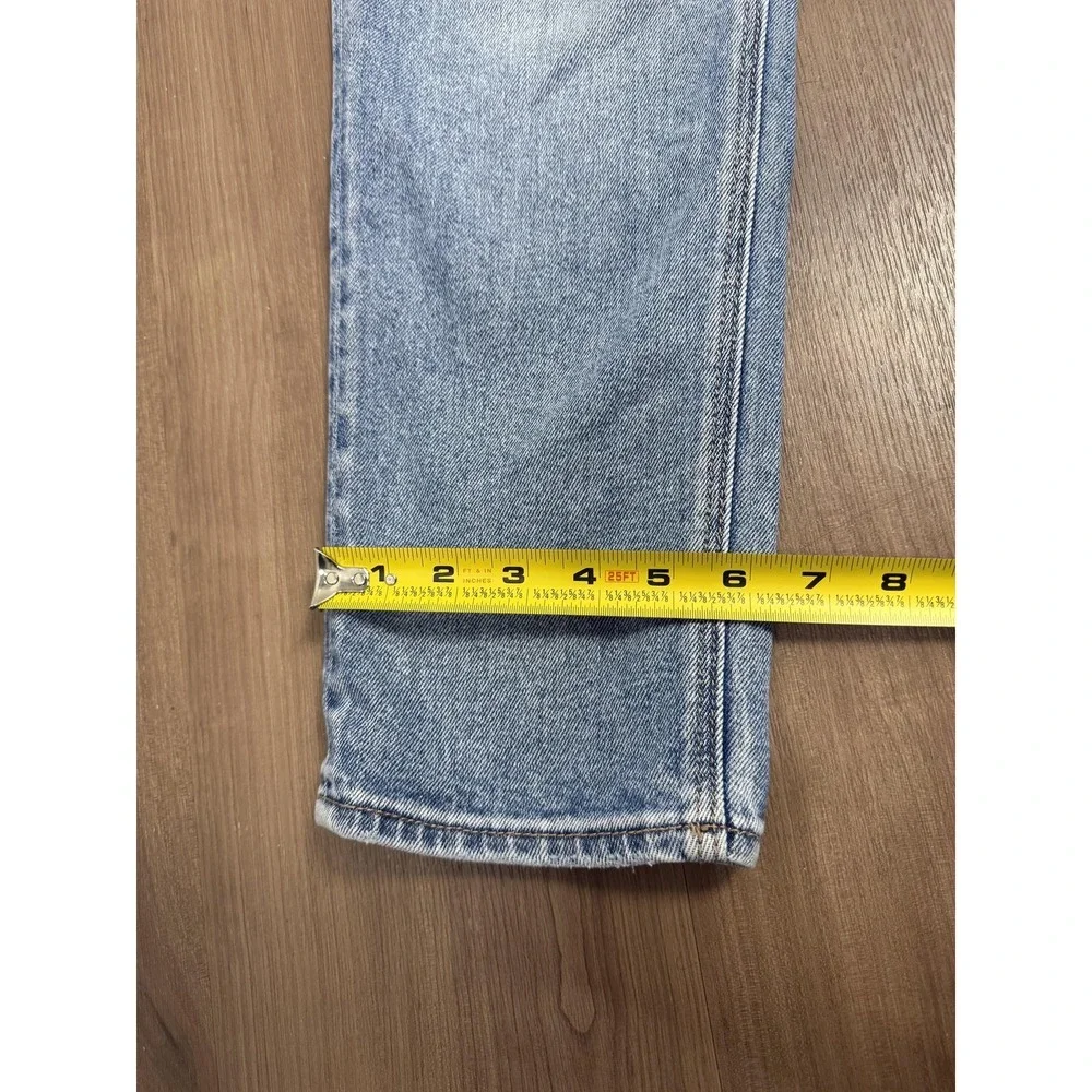 American Eagle Jeans Womens 6 Long Light Wash Blue High Rise‎ Mom Stretch Denim